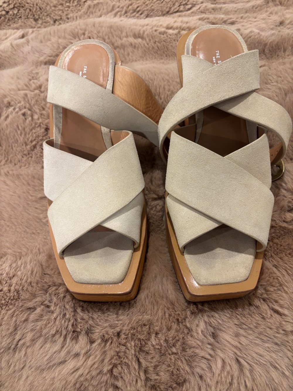 Rag and Bone Women's Neutral Crisscross Suede Wedge Sandals size 40
